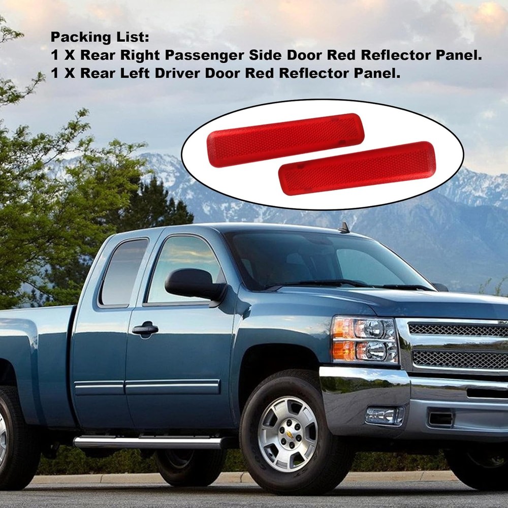 1 Pair Rear Left Driver and Right Passenger Side Door Red Reflector Panel Compat