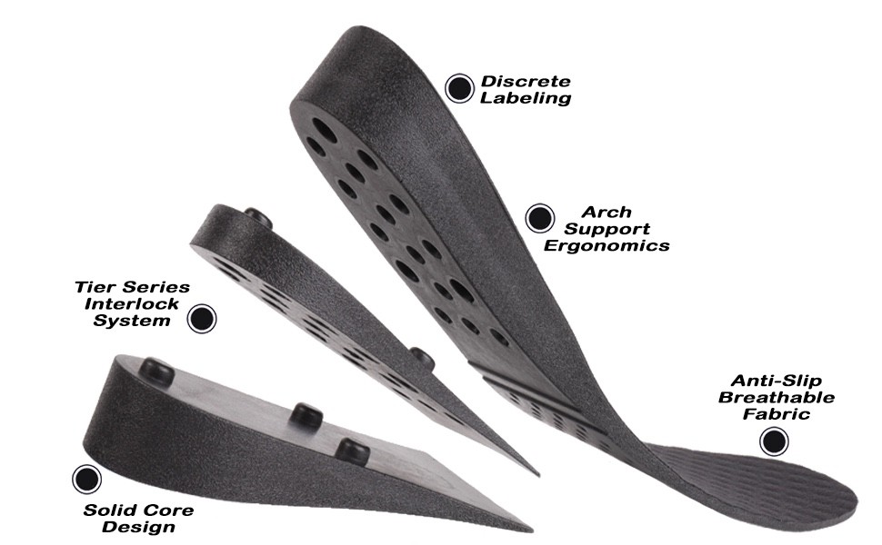 Mens Height Increase Insoles with Solid Foam & Interlocking 2.75" added height.
