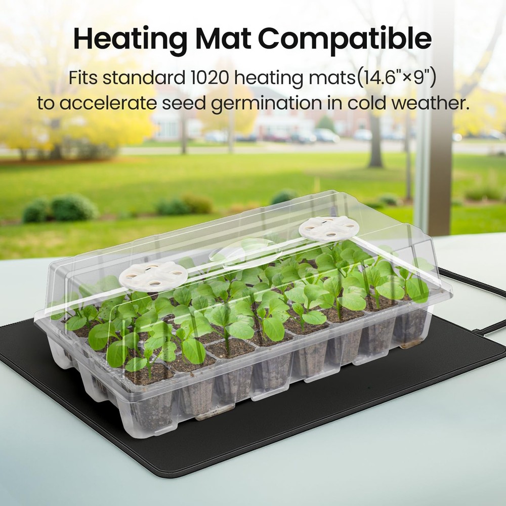2Pack Seed Starter Tray with Plant Light, Elevated Seedling Starter Trays Kit...
