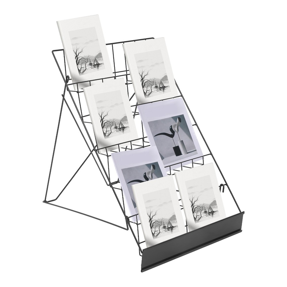 6 Tier Wire Countertop Rack, Book Display Rack, Comic Book Display Rack Black