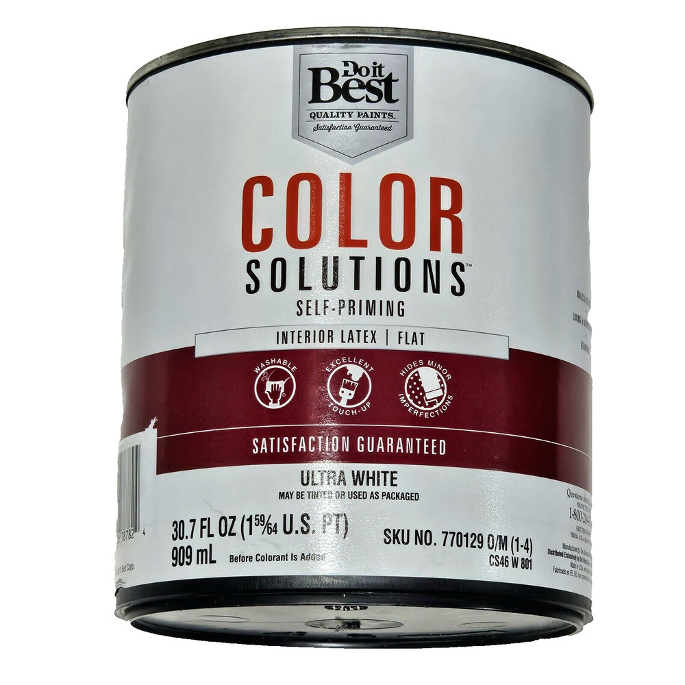 Do It Best Color Solutions Self Priming Interior Latex Flat Ultra White Quart