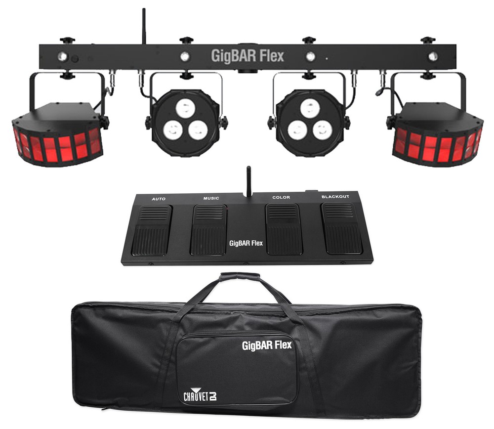 Chauvet DJ GigBAR Flex Lighting System w/Derby+Par Lights+Footswitch+Controller