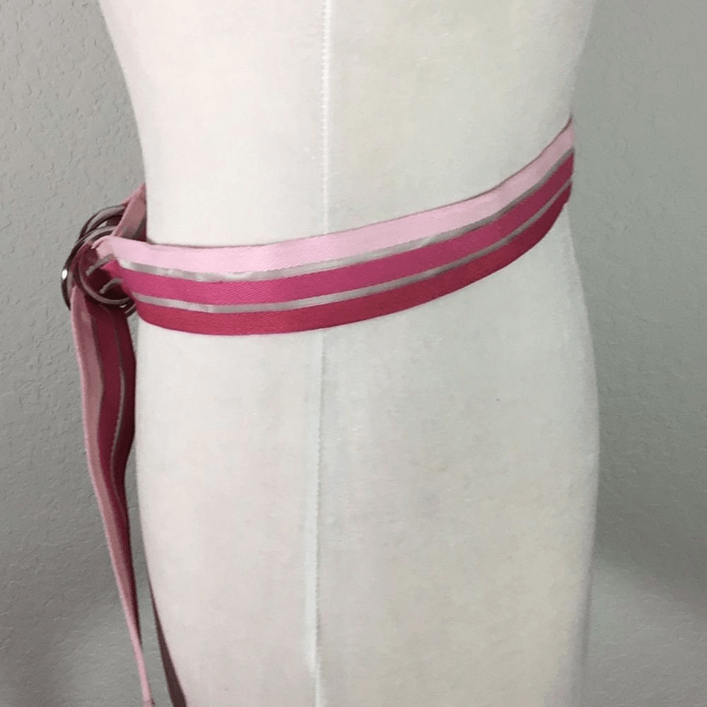 Belt Double Ring Rhinestone Cloth Barbiecore Pink Belt