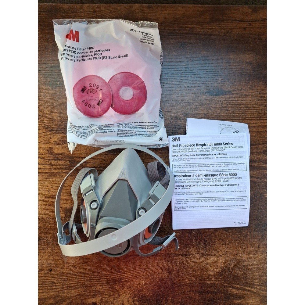 3M 6291 Half Facepiece Respirator Mask with Filter - Medium