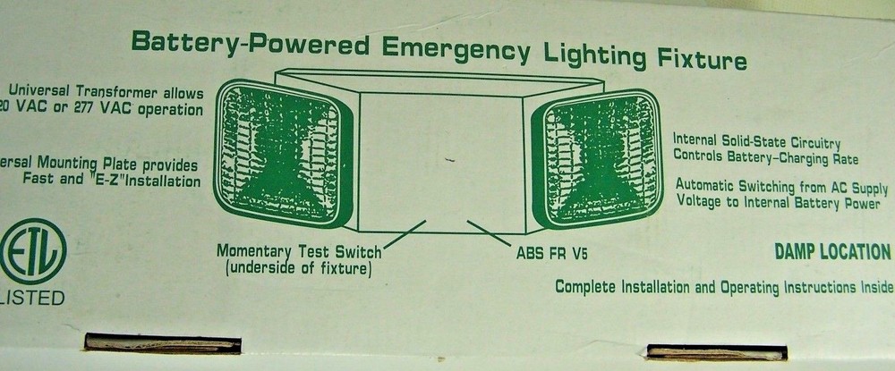 Emergency Light Fixture - Battery Powered