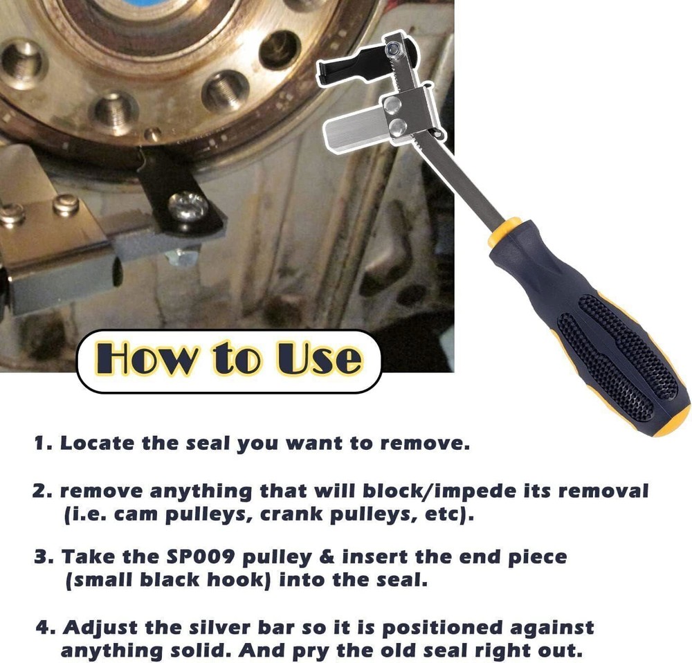 Cam Crank Shaft Seal Puller Auto Engine Remover Hand Tool Removing Pulling 58430