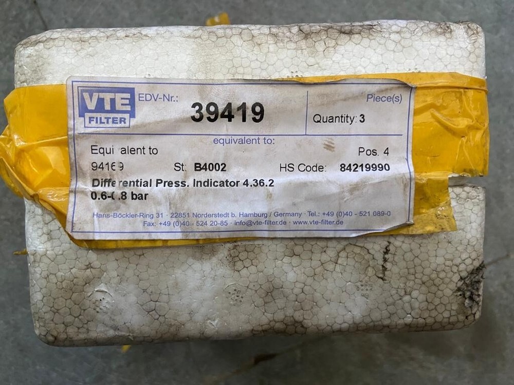 VTE-Filter 39419 Differential Pressure Indicator