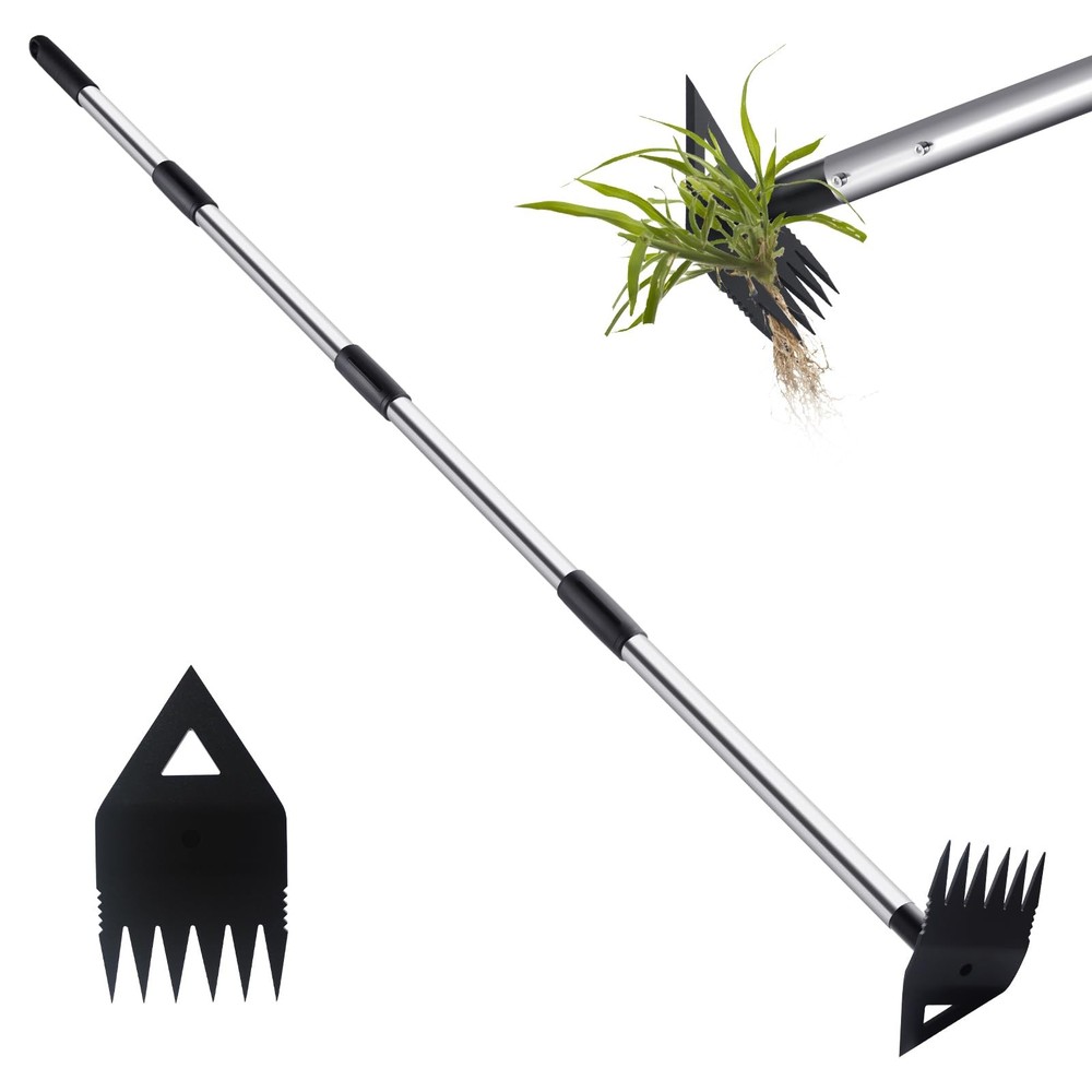 Weed Puller Tool with Long Handle, Hoe Garden Tool Weeding Rake Combo for Upr...