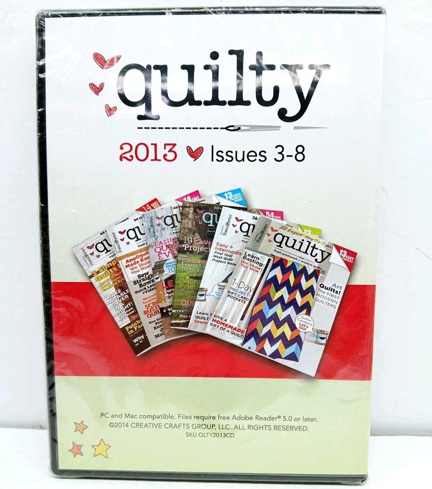 Quilty 2013 (PC & MAC) Adobe Reader 5.0 And Up Issues 3-8 Quilts (New Sealed)