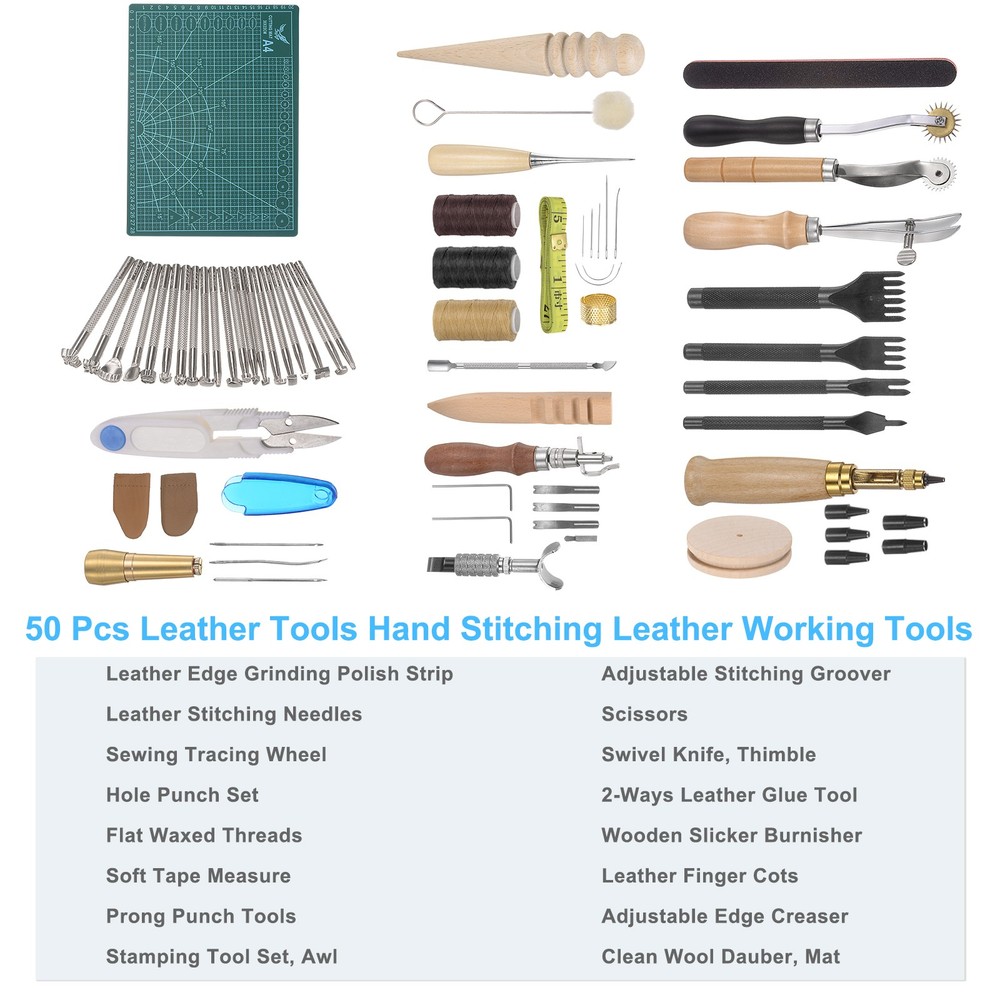 50pcs Leather Tools Hand Stitching Leather Working Tools