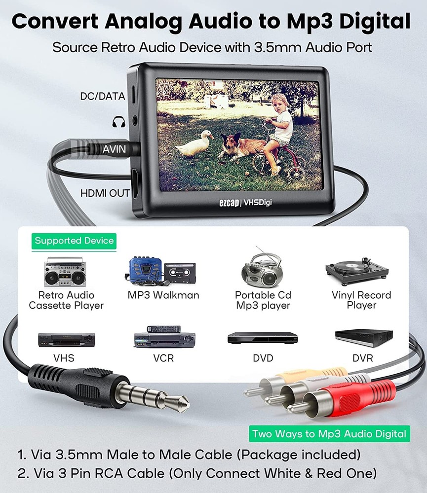VCR VHS Video to Digital Converter 3.0 Third Generation USB Capture Device C5F8