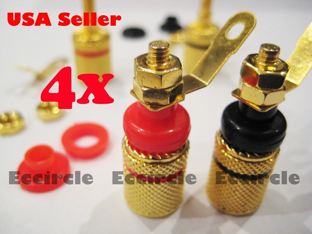 4 pcs Binding Post Amplifier Speaker Terminal Banana Plug Socket Connector 4mm