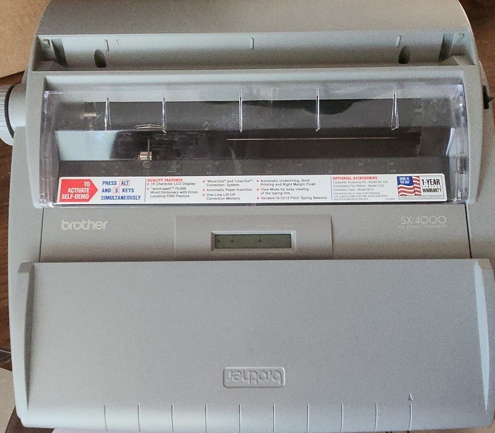 Brother SX-4000 Electronic Typewriter - Powers On!  w/ Instruction Manual +Cover