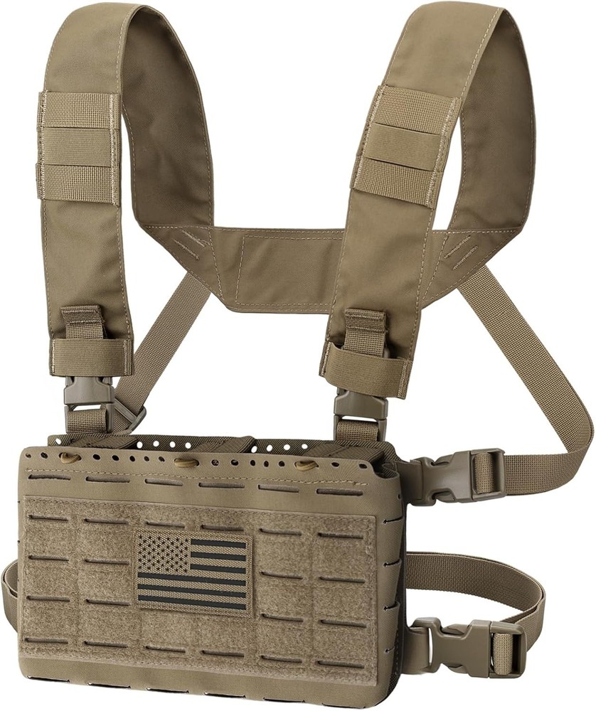 Lightweight Tactical Chest Rig with Triple Magazine Insert and MOLLE Features