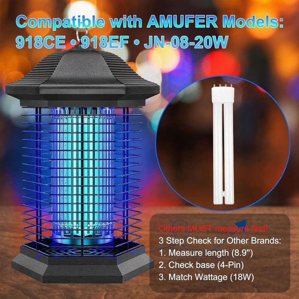 Bug Zapper Replacement Bulb 18W AMUFER H Shape 4 Pin