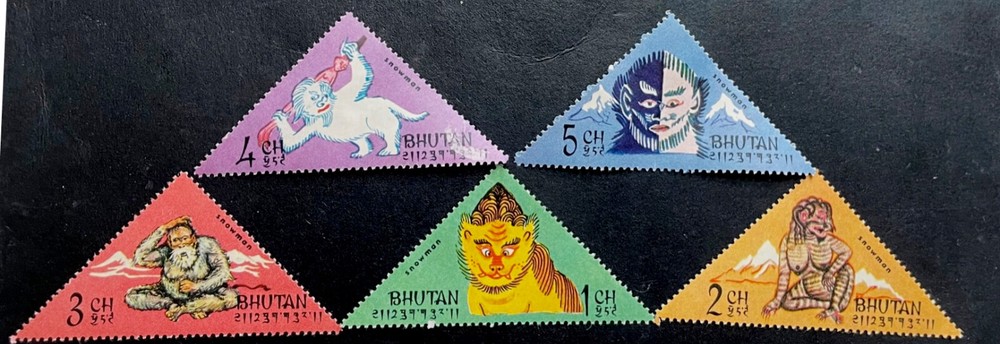 Bhutan, Mountain Country Folklore Triangular Stamps