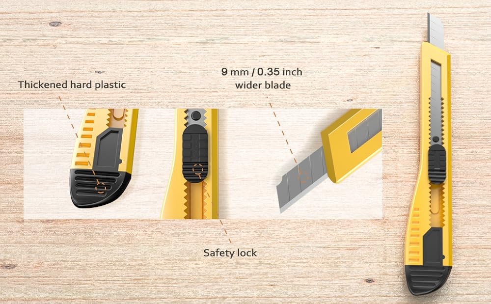 Utility Knife Box Cutters Retractable Knife 9mm PCS Extra