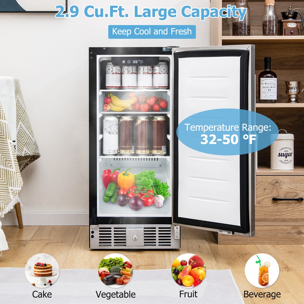 Compact Refrigerator Under-counter/Freestanding Fridge w/ Adjustable Temperature