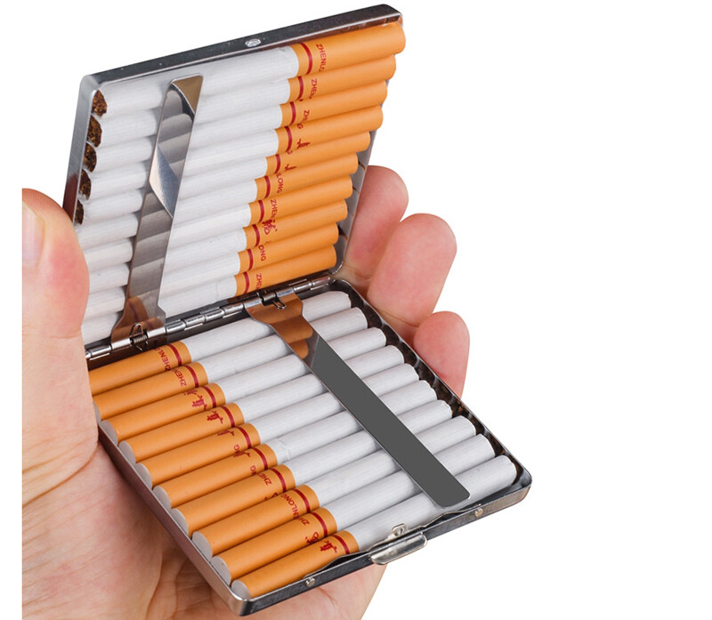 Silver Vintage Metal Pockets Cigarette Case Holder Wallet Storage Double Sided