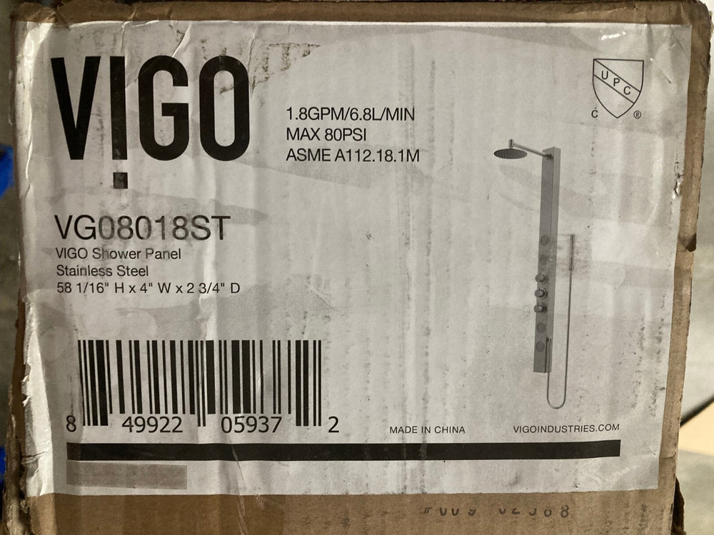 Vigo Sutton Shower Panel with Adjustable Round Head and Hand Shower Wand