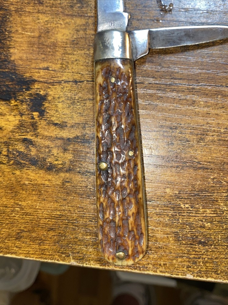 Vintage Iroquois 2 Blade Bone Handled Jack Knife