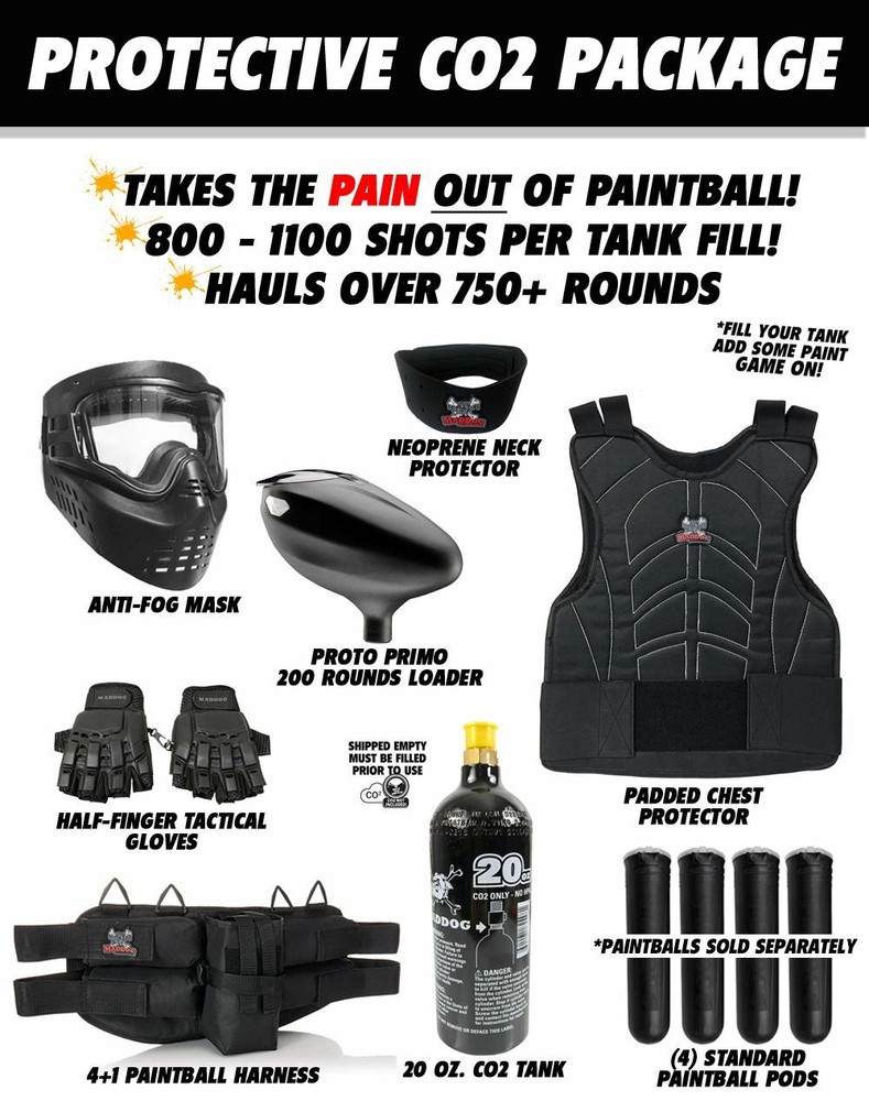 Maddog Tippmann Cronus Basic Protective CO2 Paintball Gun Starter Package Tan