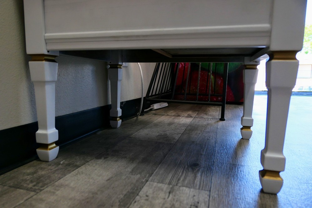 25 White & Gold Solid Wood End Table With Drawer | Bedside | Couch