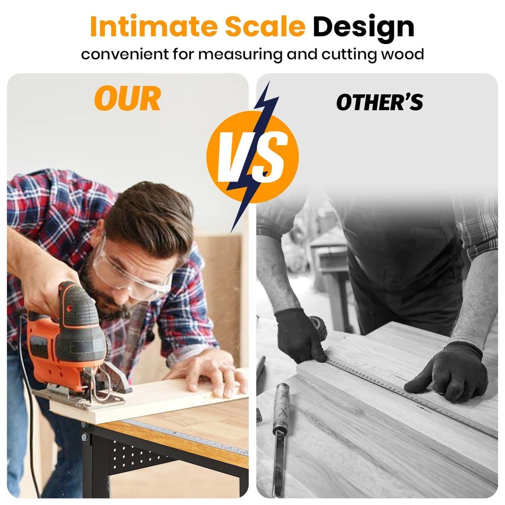 70" Adjustable Workbench 2000Lbs Load Work Bench with Pegboard & Power Outlets