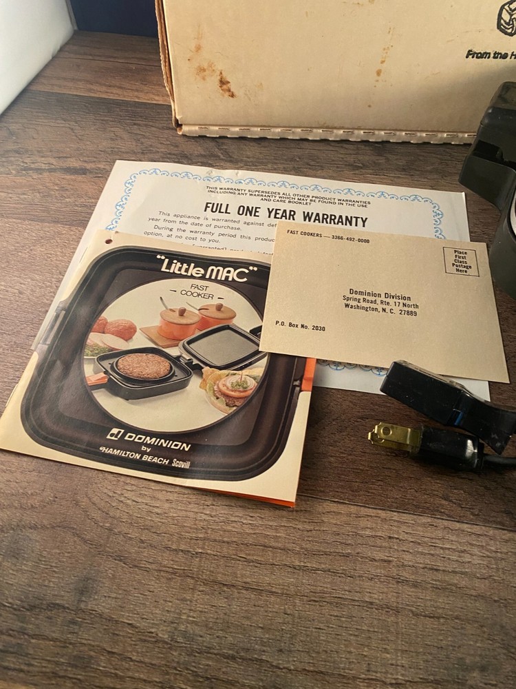 Vintage HAMILTON BEACH "Little MAC" 60 Second Burger Machine