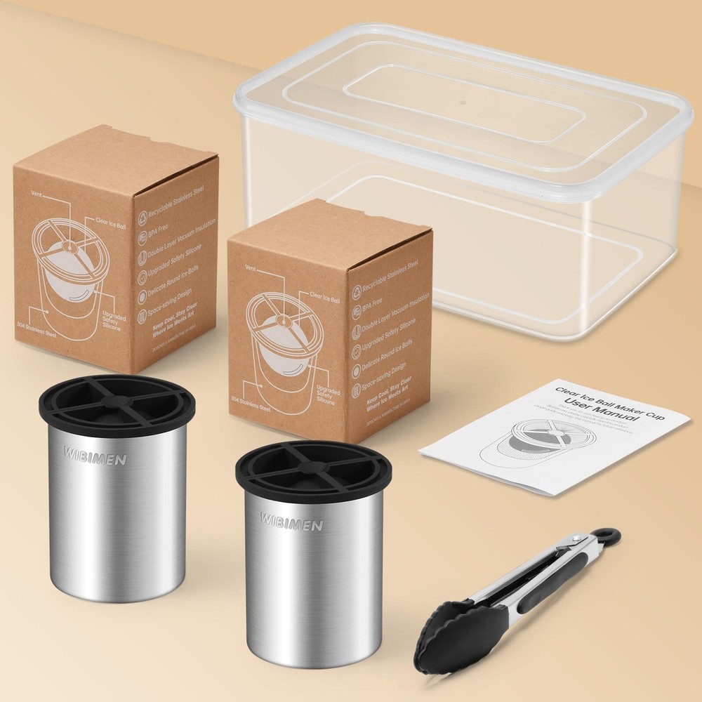 Clear Ice Cube Maker - 2.5" Ball - Stainless Steel Clear Ice Maker ... Fast Ship