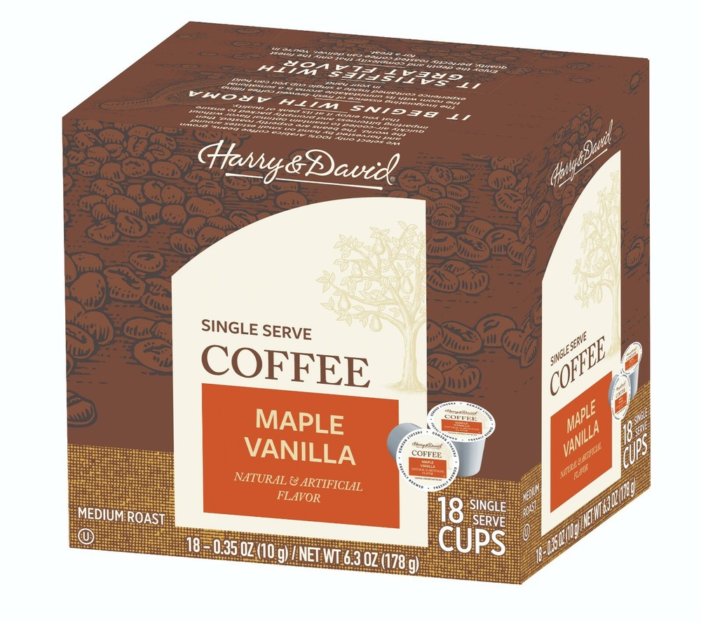 Harry & David Coffee Combo, Caramel Pecan, Maple Vanilla 2/18 ct boxes