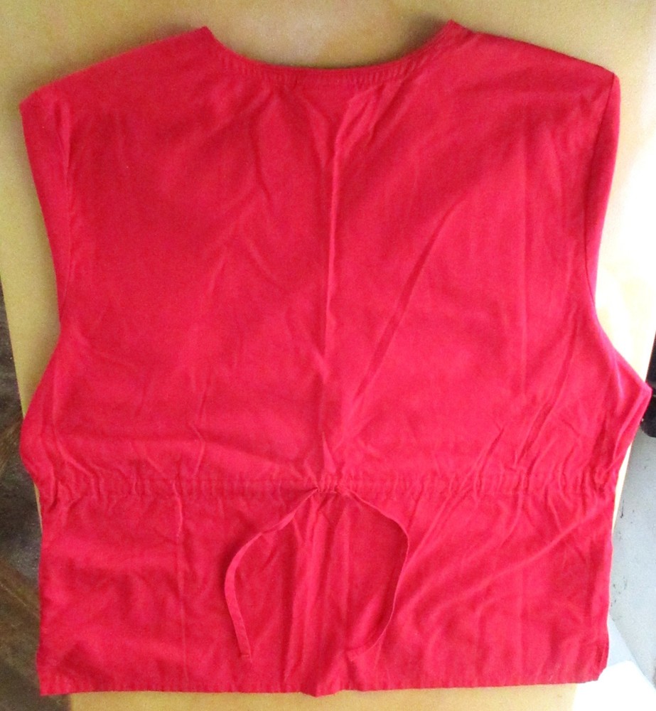 SB Scrubs Red Shirt V Neck Back Drawstring XL