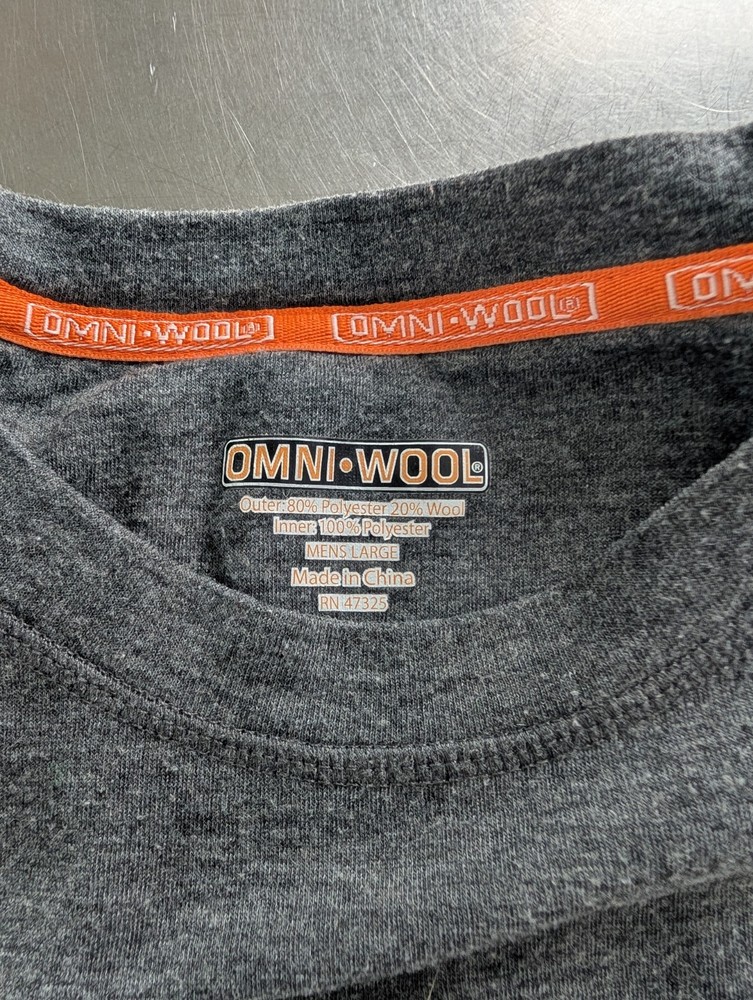 Omni Wool Baselayer Set- Large Top- Medium Bottom Gray