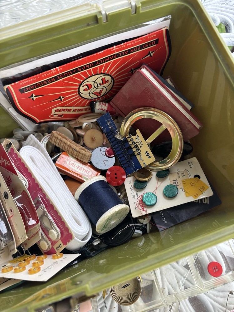 Vintage Sewing Box And Contents