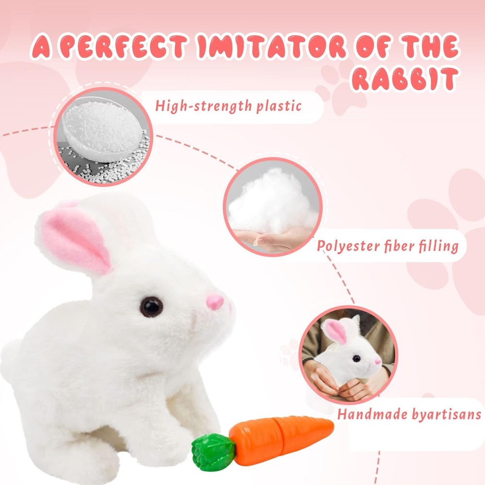 Hopping Bunny Toy, Easter Rabbit Interactive Electronic Pet Plush Bunny Toys ...