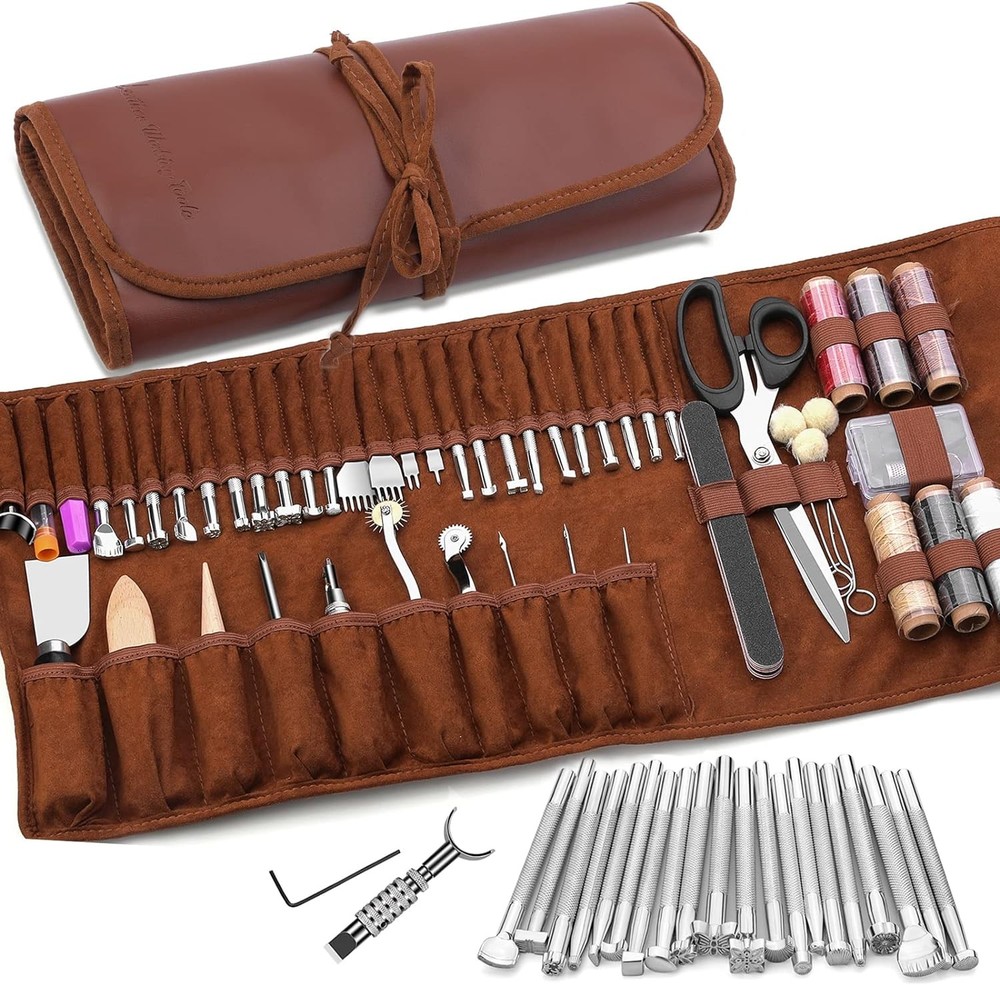 Leather Craft Tools Working Kit with Custom Storage Bag...
