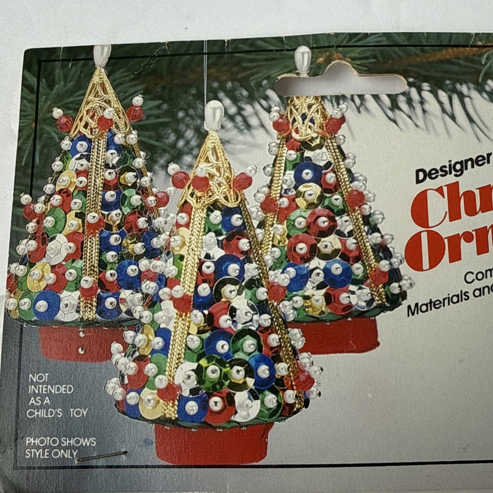 LeeWards MINI TREES Multicolor Makes 3 Sequin Bead Christmas Ornament Kit