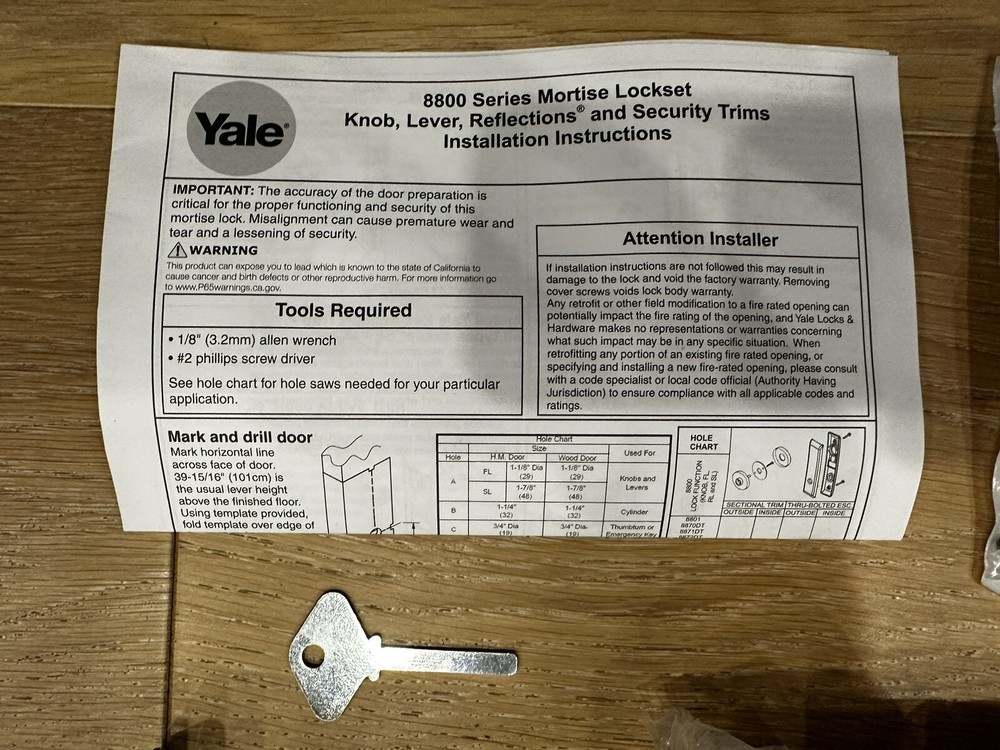 Yale AUCN8862FL 626 Mortise Lock