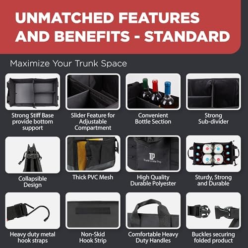 Car Organizers and Storage Premium Adjustable Multi Standard Black