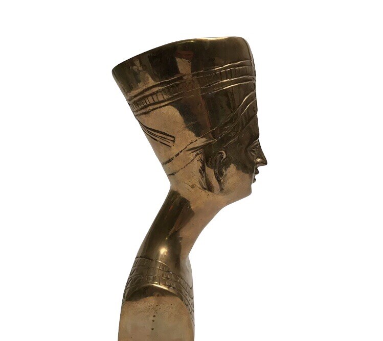 Vintage Solid Brass Nefertiti Bust Hand Made In India