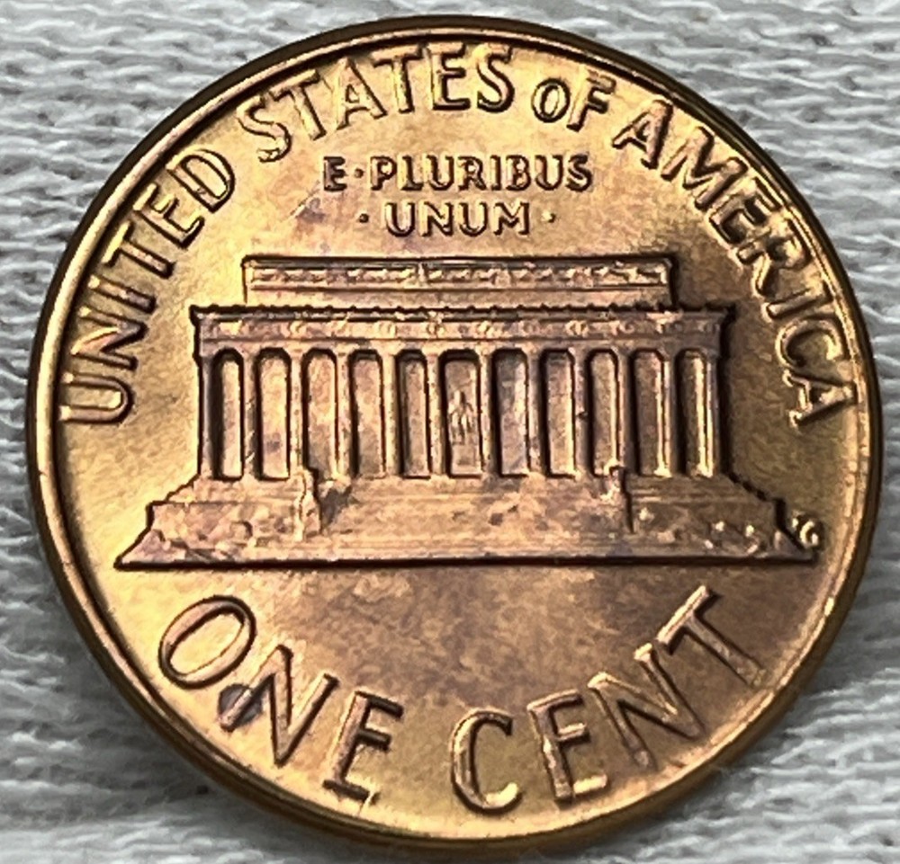 1975 Lincoln Penny Errors DDR Rainbow Toning Uncirculated