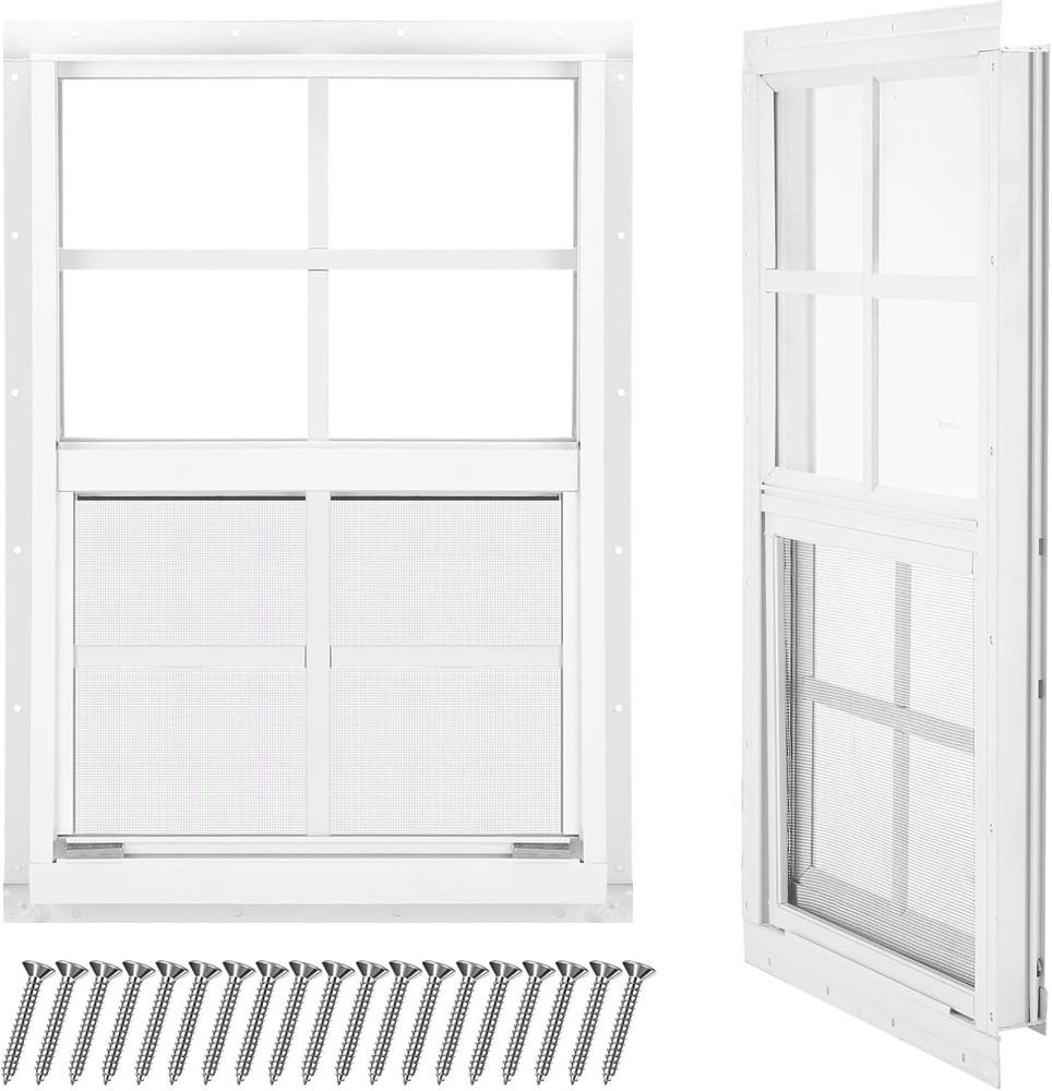 2 Pack 12''x18'' Shed Windows, Small Sliding Windows, White Flush Mount Pack