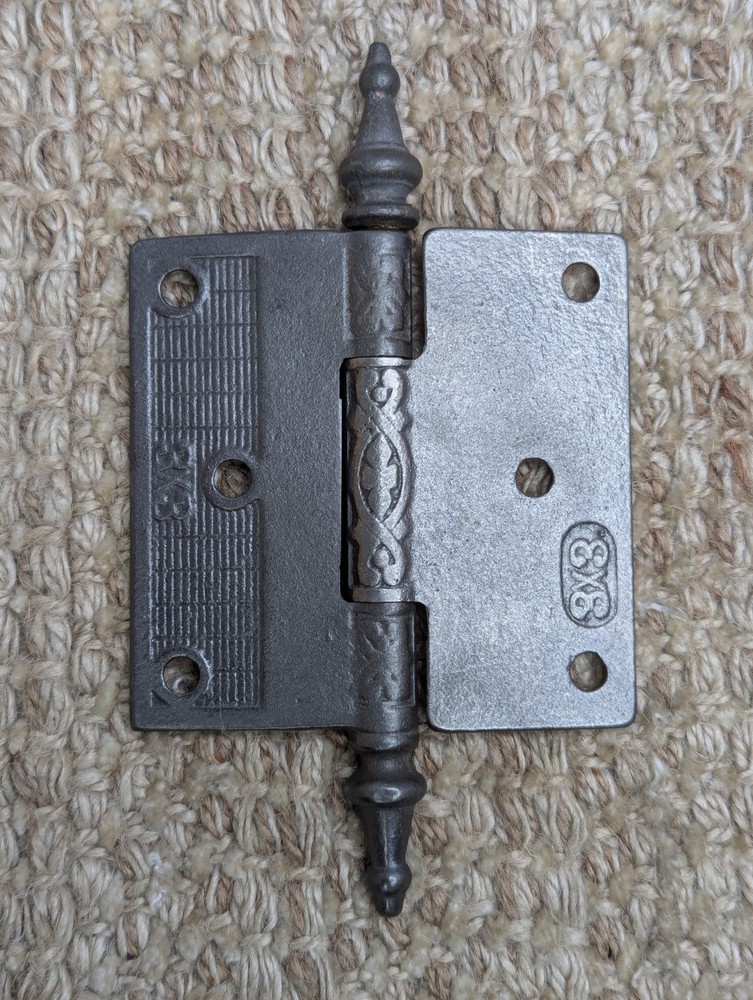 3" x 3" Antique Decorative Cast Iron Steeple Tip Hinge