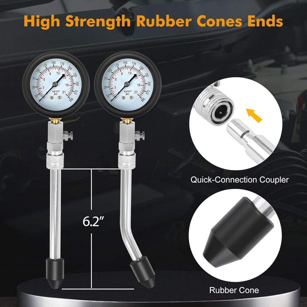 Comprehensive HW0130 8-Piece Engine Compression Gauge - Dual Scale Precision