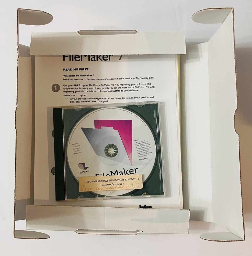FileMaker Developer 7 Complete Box Mac PC CD Software w Manuals 2004