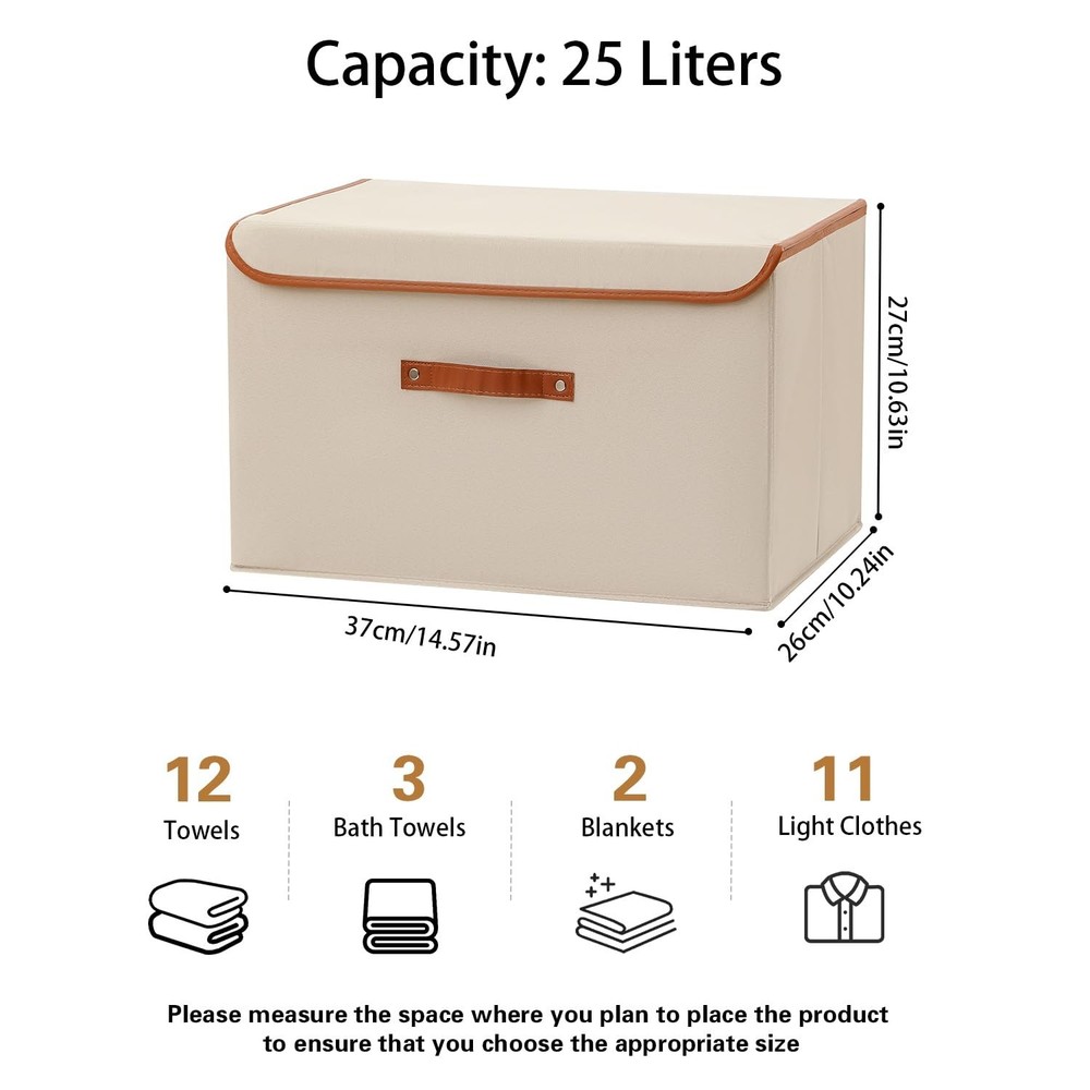 Tuza 4 Pack Large Fabric Storage Bins with Lids, Foldable Storage Boxes with ...