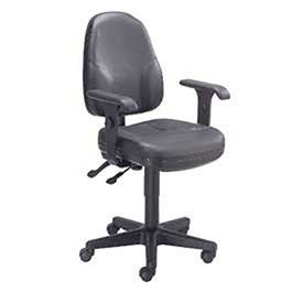 Operator Chair with Adjustable T-Arms Leather Black