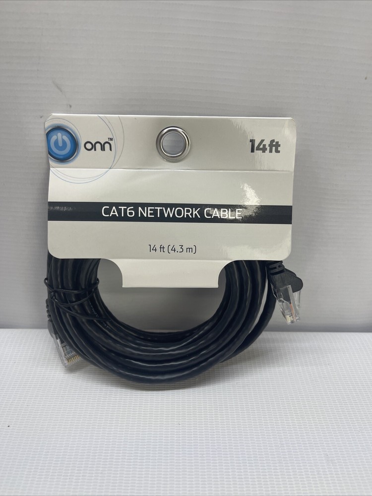 *ONN 14ft CAT6 ETHERNET NETWORK CABLE* NEW- Black