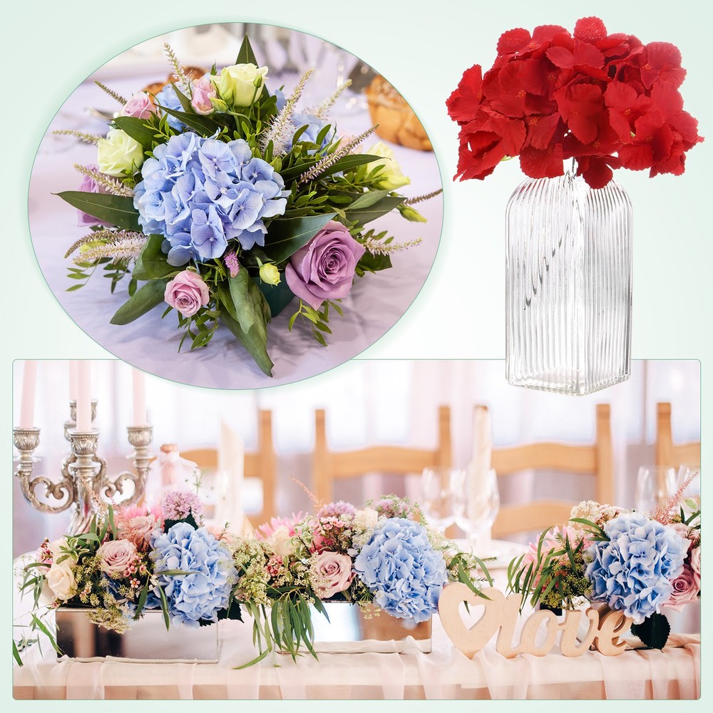 20-Pack Silk Hydrangea Flowers for Home Decor [Red]