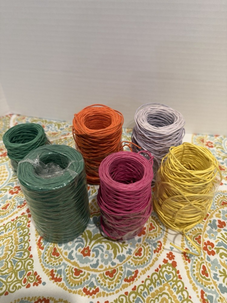 Raffia Stripes Paper String,Colorful Twisted Paper Craft String/Cord/Rope Wired